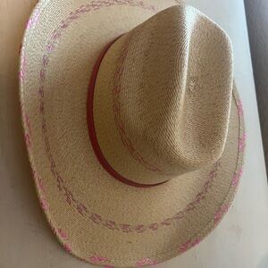 Kids Straw Hat with Pink Accents